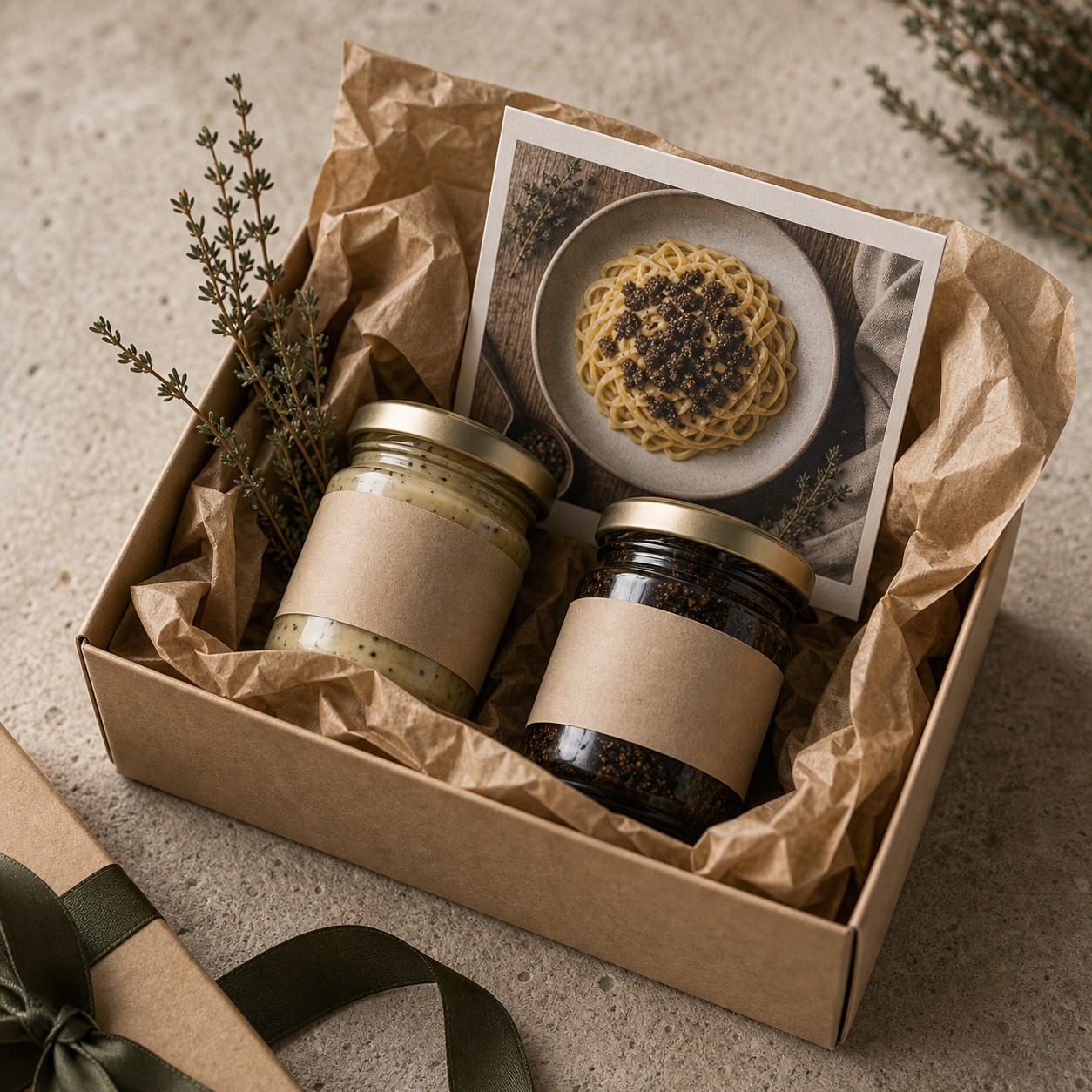 Everyday luxury truffle gift box with sauces and oil