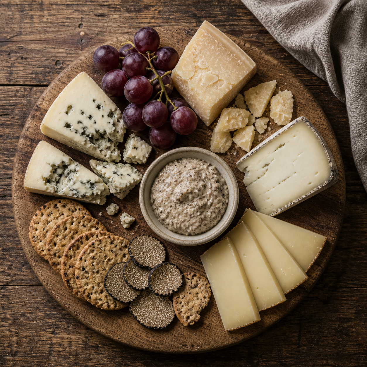 Cheese board with truffle cream